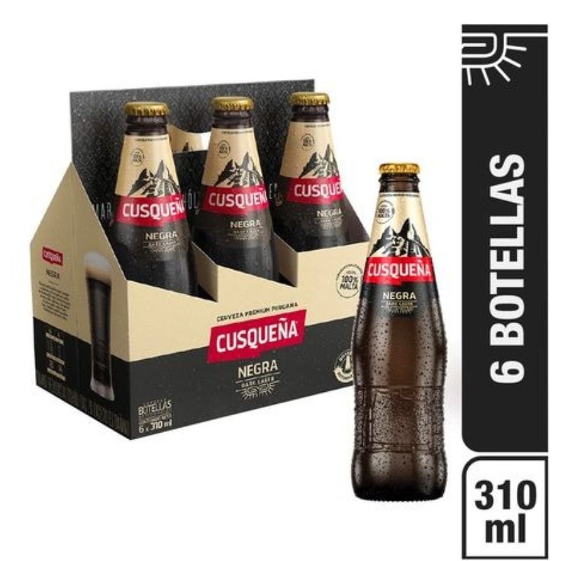 Cerveza Cusqueña Negra Six Pack Botella 310 ml Compra Cerveza Cusquena Negra Six Pack Botella 310 Ml en Grillo Market Cajamarca