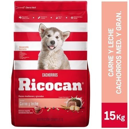 Compra Comida Para Perros Ricocan Cachorros Razas Medianas Y Grandes Carne Y Leche Bolsa 15kg en Grillo Market Cajamarca