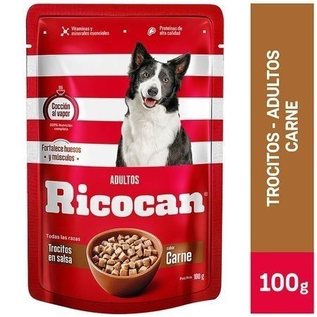 Compra Comida Para Perros Ricocan Trocitos Adultos Carne Pouch 100 G en Grillo Market Cajamarca