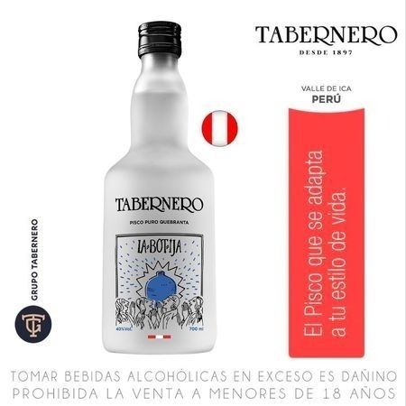 Compra Pisco La Botija Tabernero Quebranta Botella 700ml en Grillo Market Cajamarca