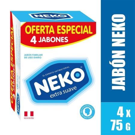 Compra Jabon Antibacterial Neko Extra Suave Barra 75g Paquete 4un en Grillo Market Cajamarca