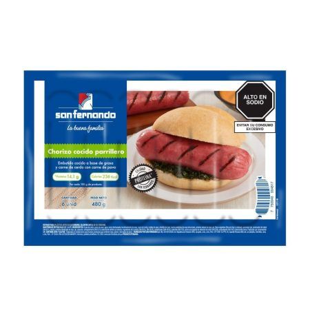 Compra Chorizo Cocido Parrillero San Fernando Paquete 480 G en Grillo Market Cajamarca