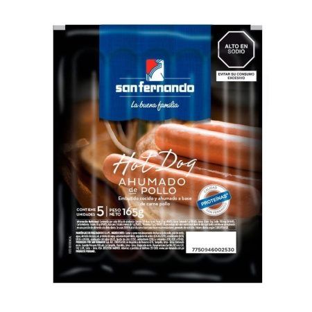 Compra Hot Dog De Pollo Ahumado San Fernando 220g en Grillo Market Cajamarca