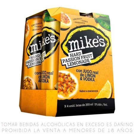 Fourpack Bebida Mike's Hard Lemonade Maracuyá Lata 355ml