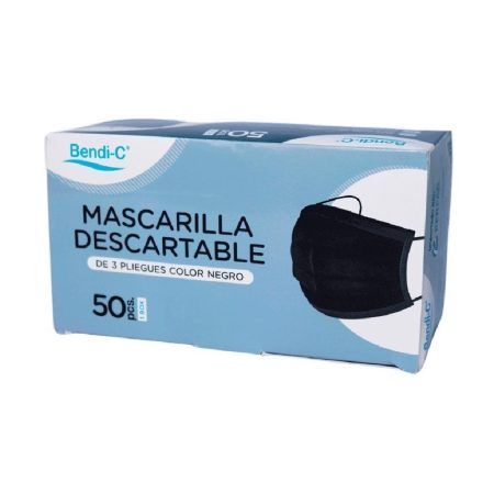 Compra Mascarilla 3 Pliegues Color Negro en Grillo Market Cajamarca