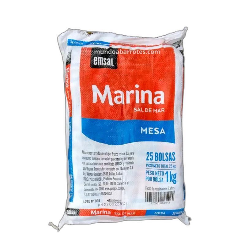 Sal de Mesa “EMSAL” 25 bolsas 1 kilo Sal de Mesa “EMSAL” 25 bolsas 1 kilo