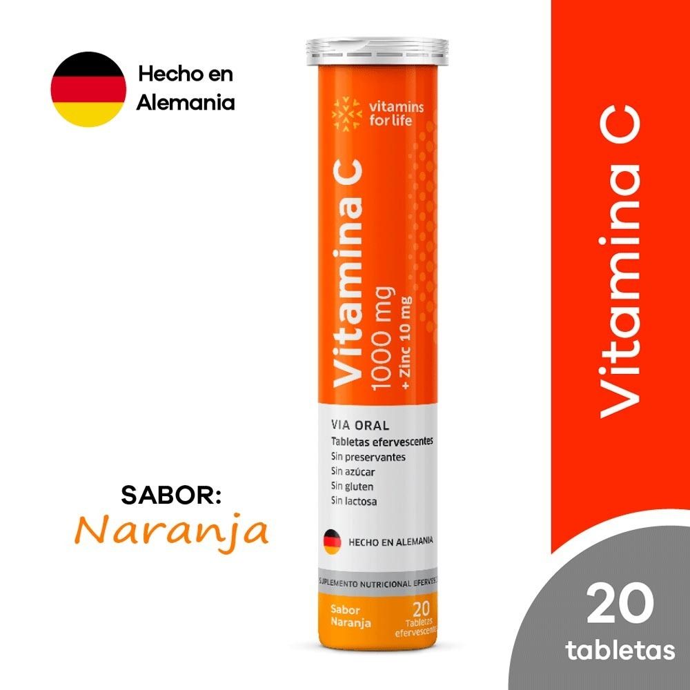 Vitamina C + Zinc Vitamins For Life Tableta Efervescente Sabor Naranja Compra Vitamina C Zinc Vitamins For Life Tableta Efervescente Sabor Naranja en Grillo Market Cajamarca