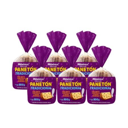Compra Sixpack Panetón Tradicional Máxima Bolsa 800g en Grillo Market Cajamarca